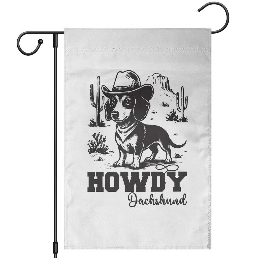 Funny Cowboy Dog Garden Flag Howdy Dachshund Vintage Western - Wonder Print Shop