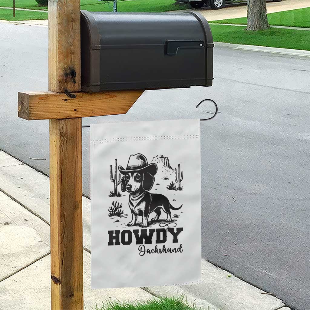 Funny Cowboy Dog Garden Flag Howdy Dachshund Vintage Western - Wonder Print Shop