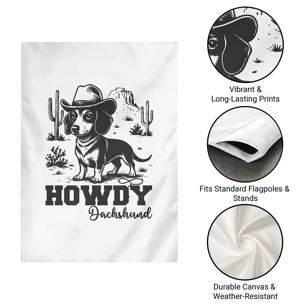 Funny Cowboy Dog Garden Flag Howdy Dachshund Vintage Western - Wonder Print Shop