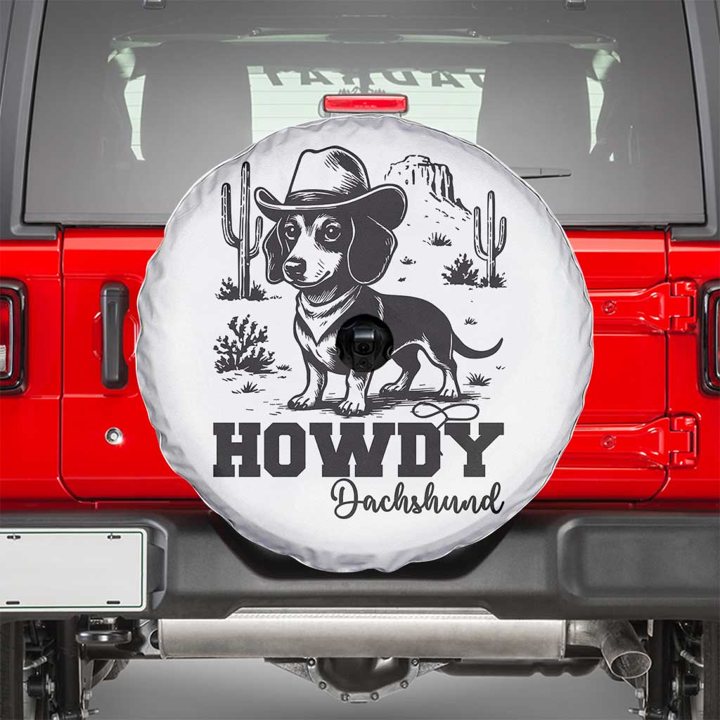 Funny Cowboy Dog Spare Tire Cover Howdy Dachshund Vintage Western - Wonder Print Shop