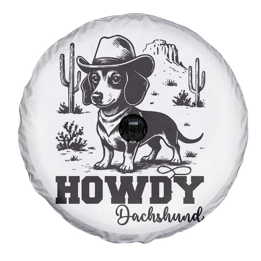 Funny Cowboy Dog Spare Tire Cover Howdy Dachshund Vintage Western - Wonder Print Shop