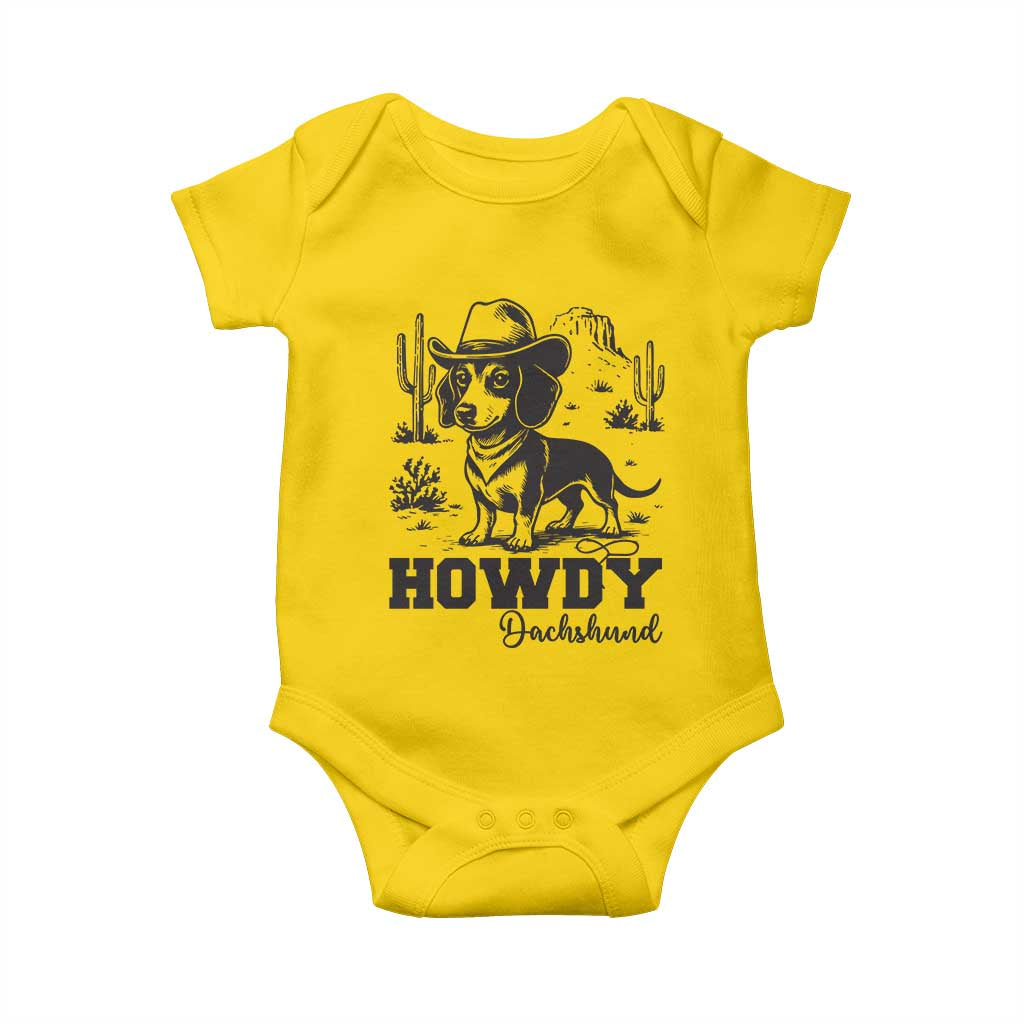 Funny Cowboy Dog Baby Onesie Howdy Dachshund Vintage Western - Wonder Print Shop