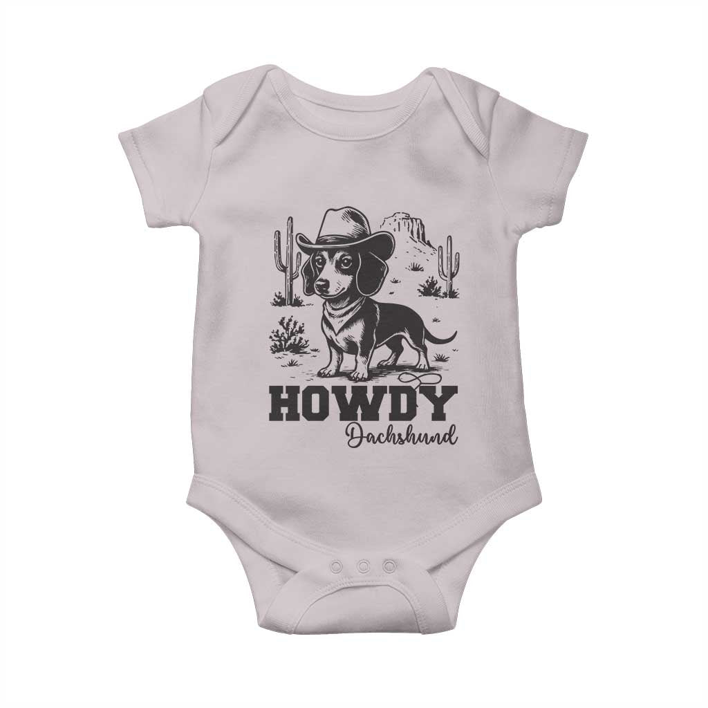 Funny Cowboy Dog Baby Onesie Howdy Dachshund Vintage Western - Wonder Print Shop