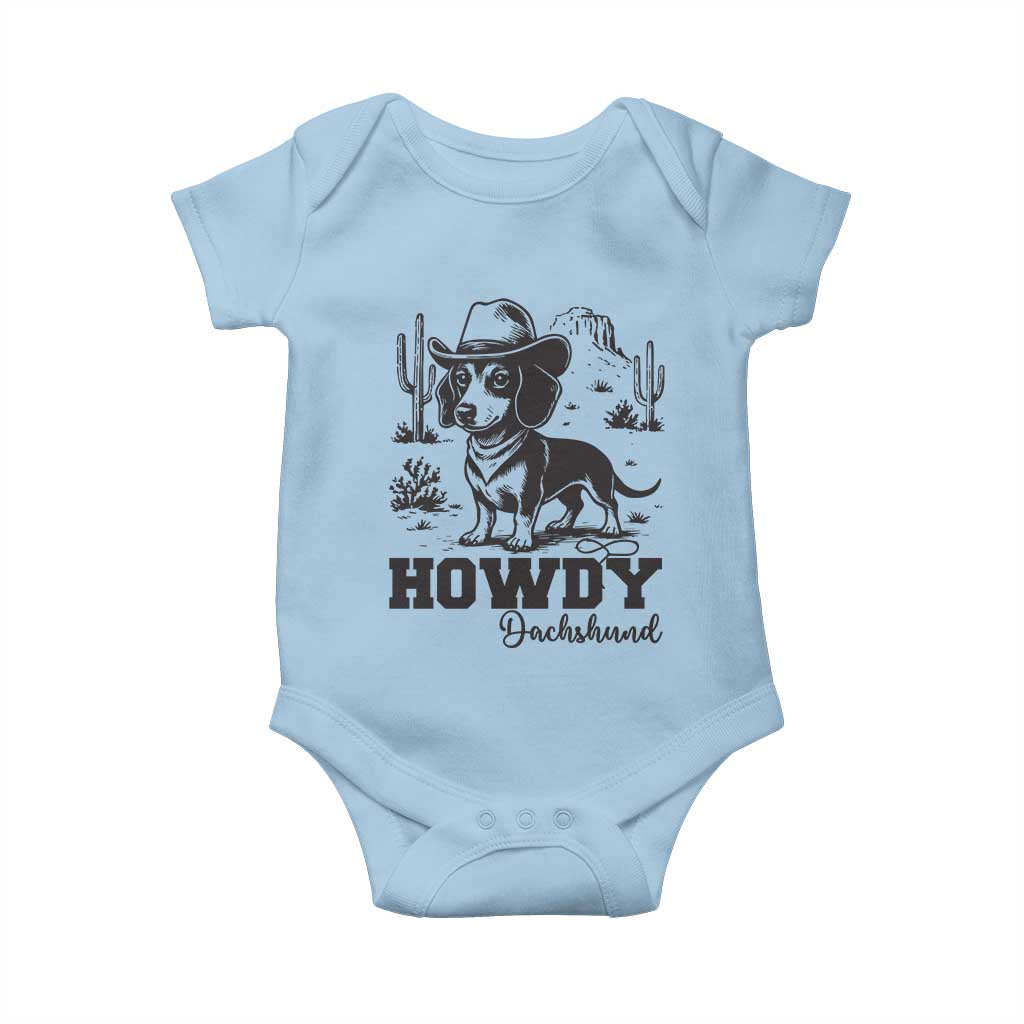 Funny Cowboy Dog Baby Onesie Howdy Dachshund Vintage Western - Wonder Print Shop