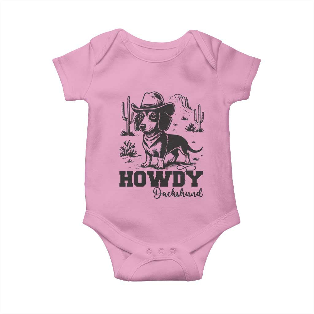 Funny Cowboy Dog Baby Onesie Howdy Dachshund Vintage Western - Wonder Print Shop