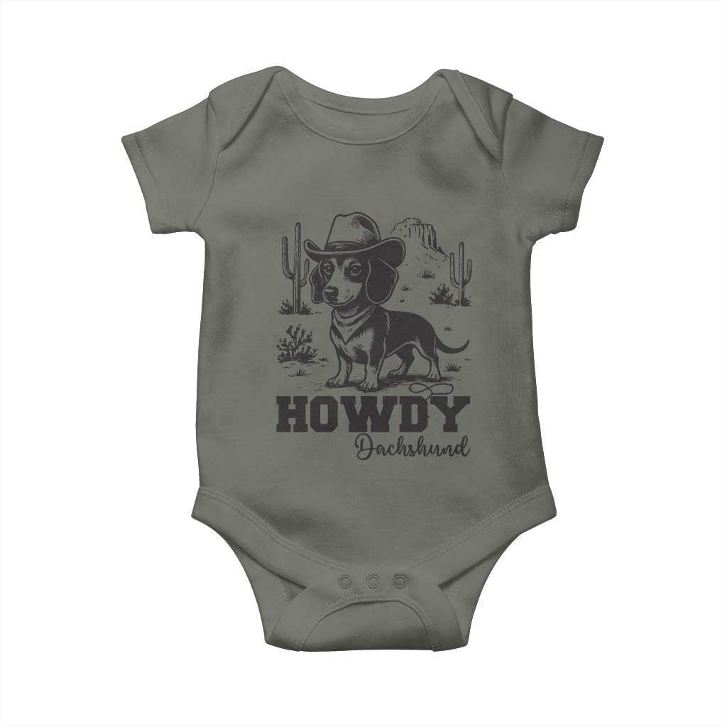 Funny Cowboy Dog Baby Onesie Howdy Dachshund Vintage Western - Wonder Print Shop