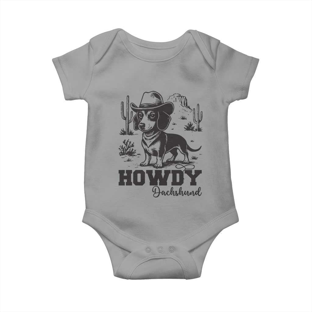 Funny Cowboy Dog Baby Onesie Howdy Dachshund Vintage Western - Wonder Print Shop