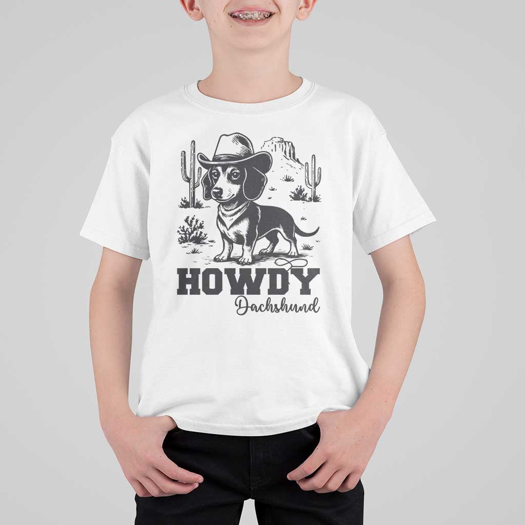 Funny Cowboy Dog T Shirt For Kid Howdy Dachshund Vintage Western - Wonder Print Shop
