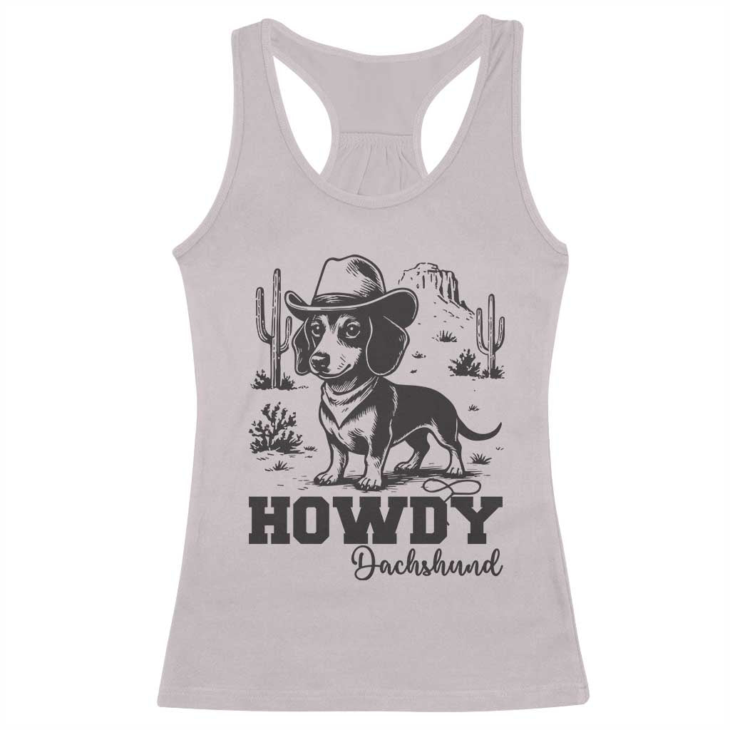 Funny Cowboy Dog Racerback Tank Top Howdy Dachshund Vintage Western - Wonder Print Shop
