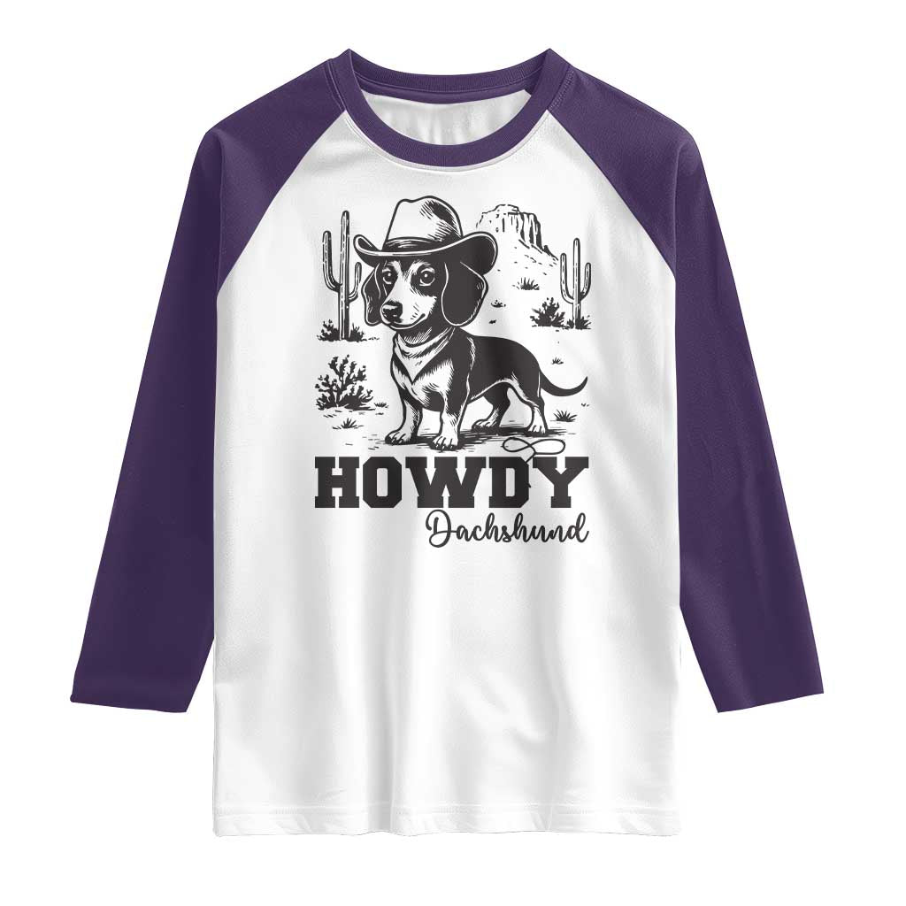 Funny Cowboy Dog Raglan Shirt Howdy Dachshund Vintage Western - Wonder Print Shop