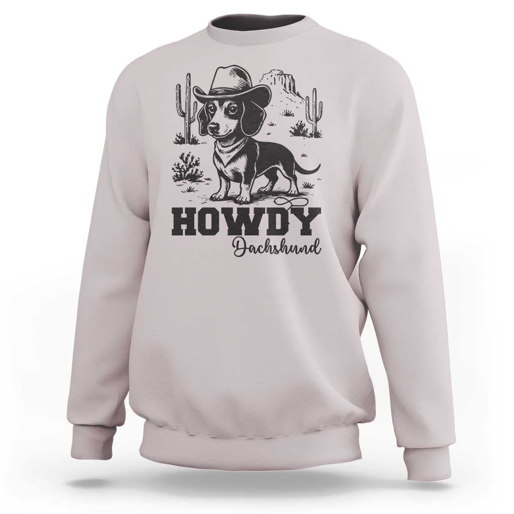 Funny Cowboy Dog Sweatshirt Howdy Dachshund Vintage Western - Wonder Print Shop