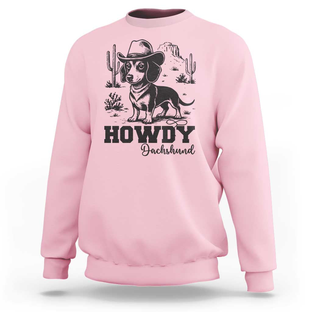 Funny Cowboy Dog Sweatshirt Howdy Dachshund Vintage Western - Wonder Print Shop