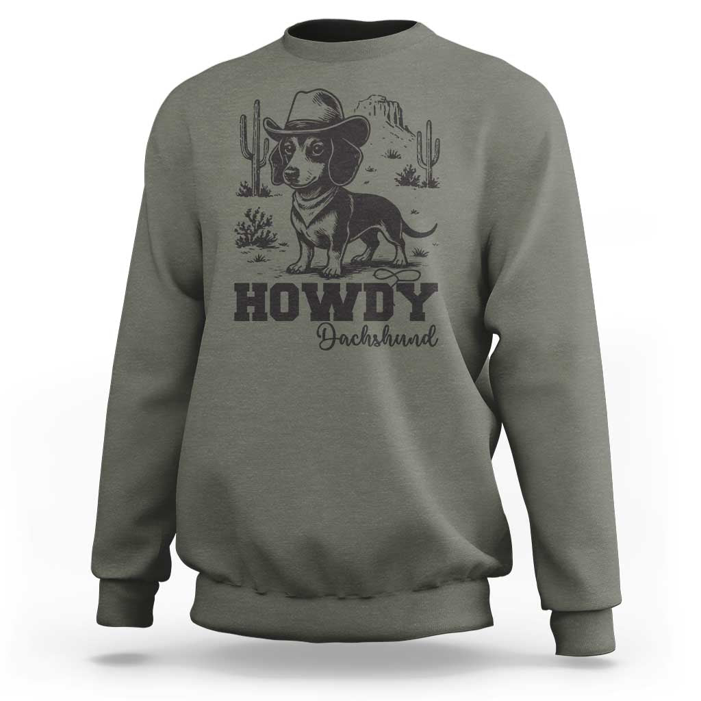 Funny Cowboy Dog Sweatshirt Howdy Dachshund Vintage Western - Wonder Print Shop