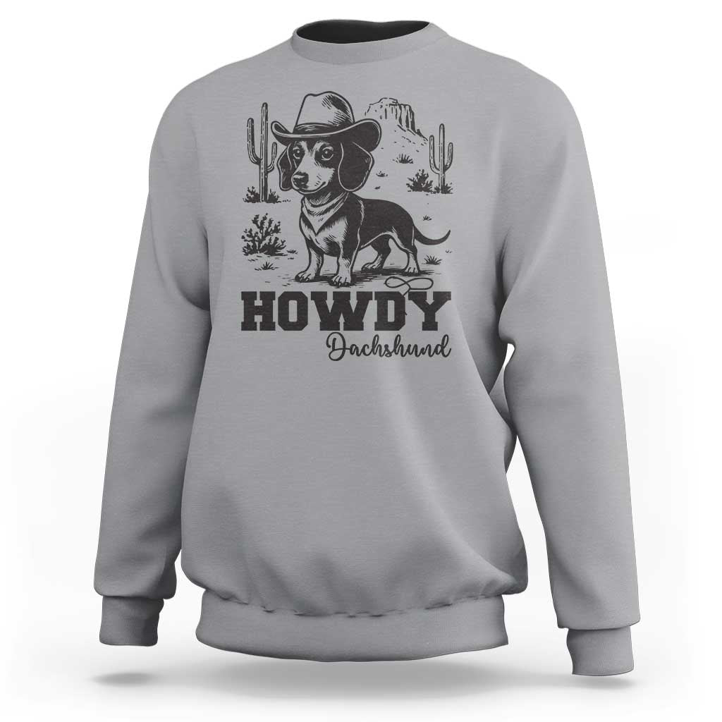 Funny Cowboy Dog Sweatshirt Howdy Dachshund Vintage Western - Wonder Print Shop