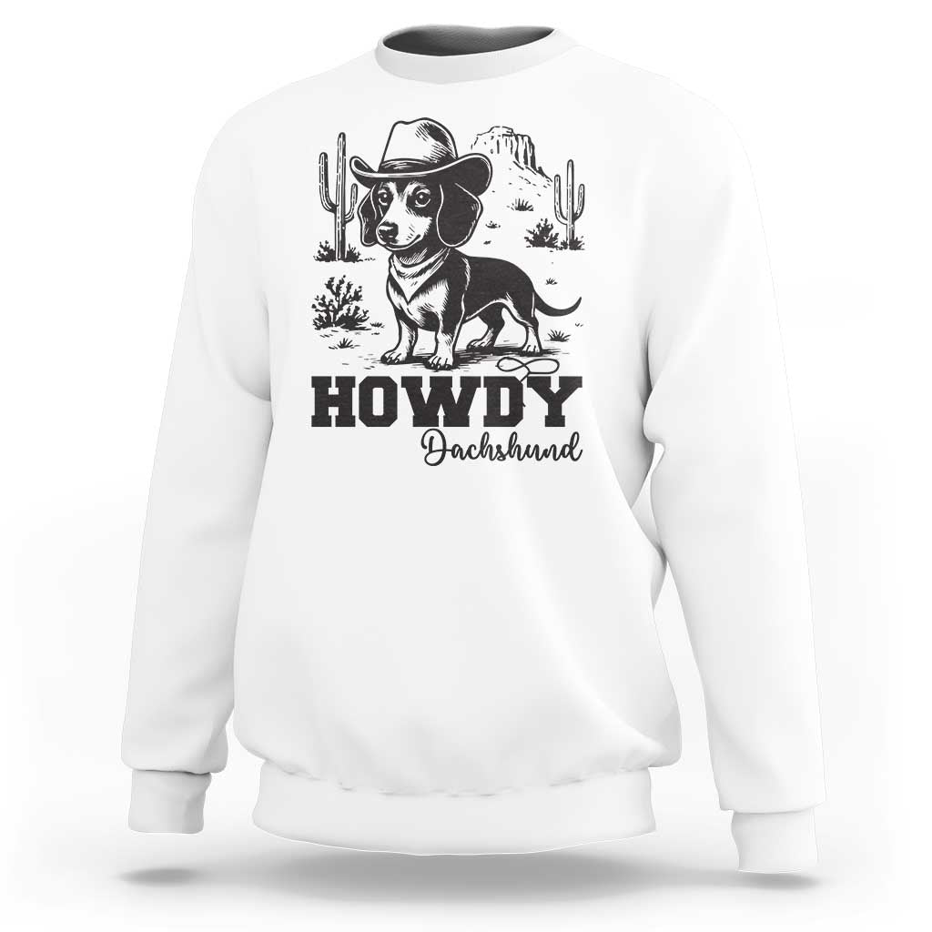 Funny Cowboy Dog Sweatshirt Howdy Dachshund Vintage Western - Wonder Print Shop