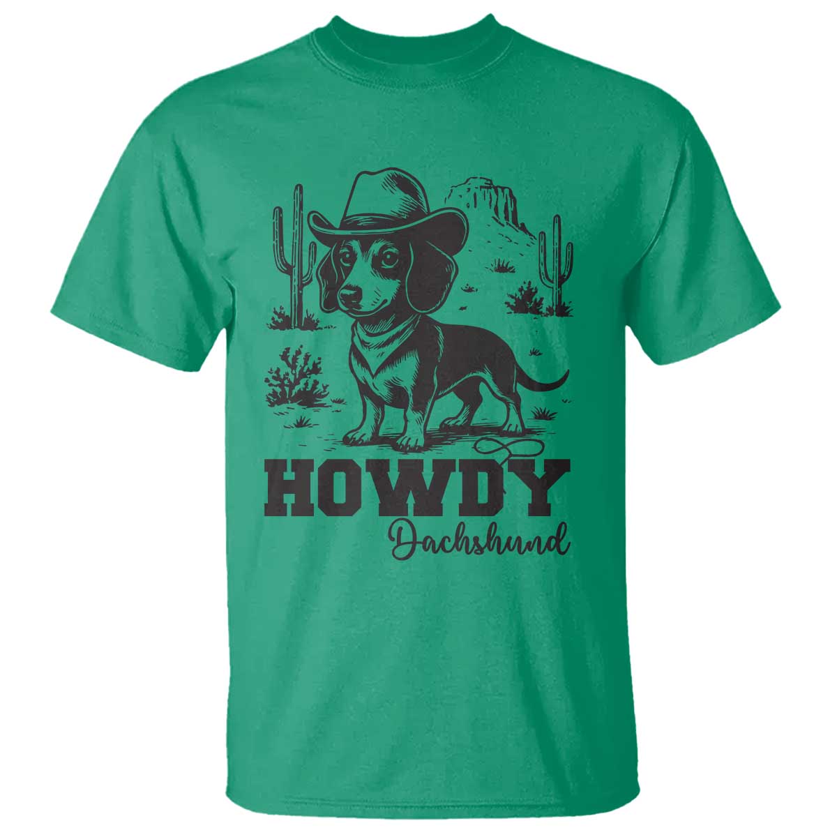 Funny Cowboy Dog T Shirt Howdy Dachshund Vintage Western - Wonder Print Shop