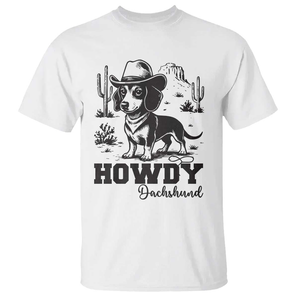 Funny Cowboy Dog T Shirt Howdy Dachshund Vintage Western - Wonder Print Shop