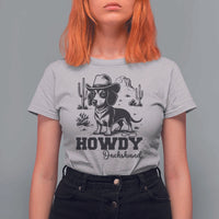 Funny Cowboy Dog T Shirt For Women Howdy Dachshund Vintage Western - Wonder Print Shop