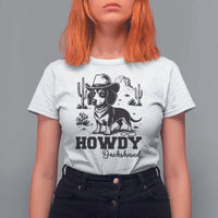 Funny Cowboy Dog T Shirt For Women Howdy Dachshund Vintage Western - Wonder Print Shop