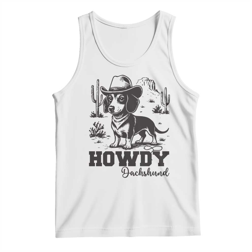 Funny Cowboy Dog Tank Top Howdy Dachshund Vintage Western - Wonder Print Shop