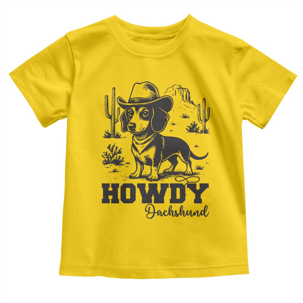 Funny Cowboy Dog Toddler T Shirt Howdy Dachshund Vintage Western - Wonder Print Shop