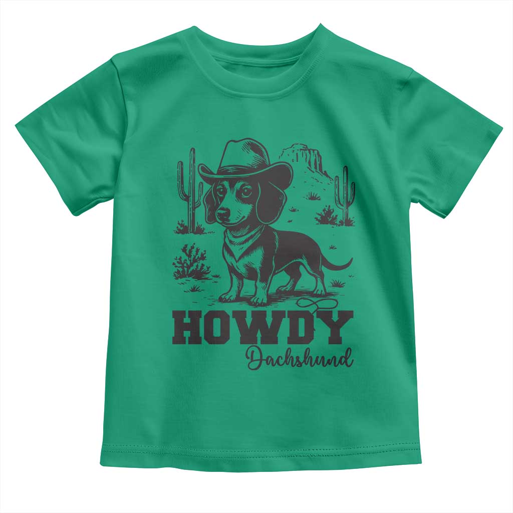 Funny Cowboy Dog Toddler T Shirt Howdy Dachshund Vintage Western - Wonder Print Shop