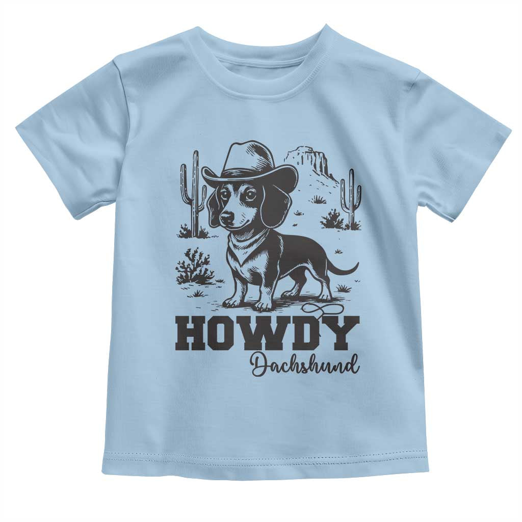 Funny Cowboy Dog Toddler T Shirt Howdy Dachshund Vintage Western - Wonder Print Shop