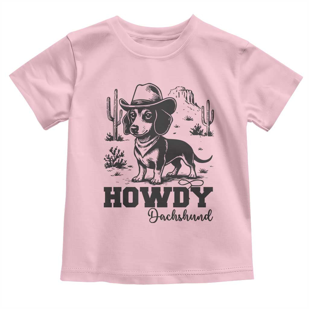 Funny Cowboy Dog Toddler T Shirt Howdy Dachshund Vintage Western - Wonder Print Shop