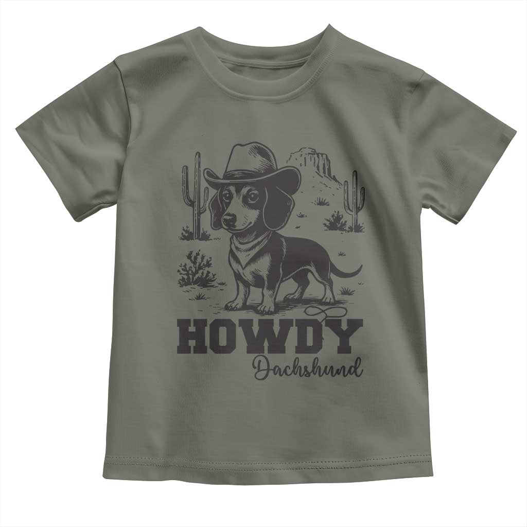 Funny Cowboy Dog Toddler T Shirt Howdy Dachshund Vintage Western - Wonder Print Shop
