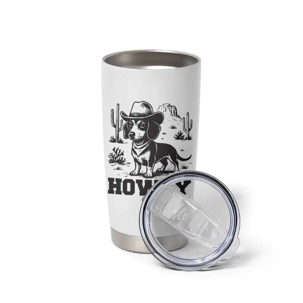 Funny Cowboy Dog Tumbler Cup Howdy Dachshund Vintage Western