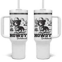 Funny Cowboy Dog Tumbler With Handle Howdy Dachshund Vintage Western