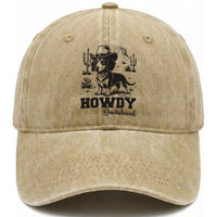 Funny Cowboy Dog Washed Cotton Baseball Cap Howdy Dachshund Vintage Western