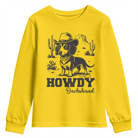 Funny Cowboy Dog Youth Sweatshirt Howdy Dachshund Vintage Western - Wonder Print Shop