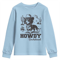 Funny Cowboy Dog Youth Sweatshirt Howdy Dachshund Vintage Western - Wonder Print Shop