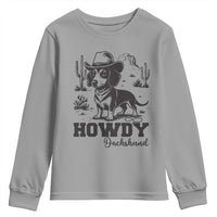 Funny Cowboy Dog Youth Sweatshirt Howdy Dachshund Vintage Western - Wonder Print Shop