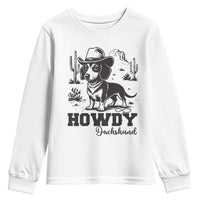 Funny Cowboy Dog Youth Sweatshirt Howdy Dachshund Vintage Western - Wonder Print Shop