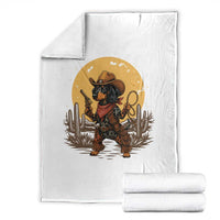 Funny Dachshund Cowboy Throw Blanket Western Wiener Dog - Wonder Print Shop