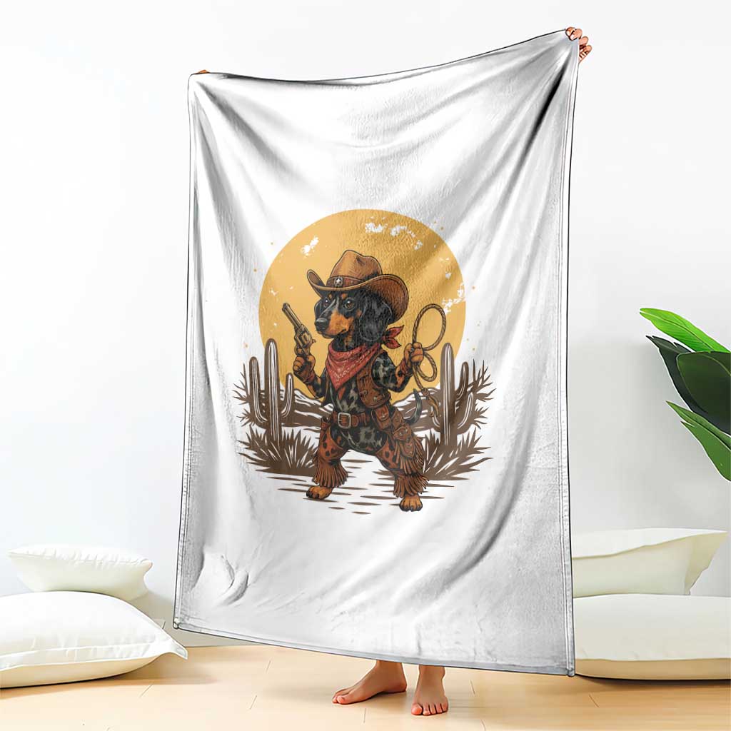 Funny Dachshund Cowboy Throw Blanket Western Wiener Dog - Wonder Print Shop