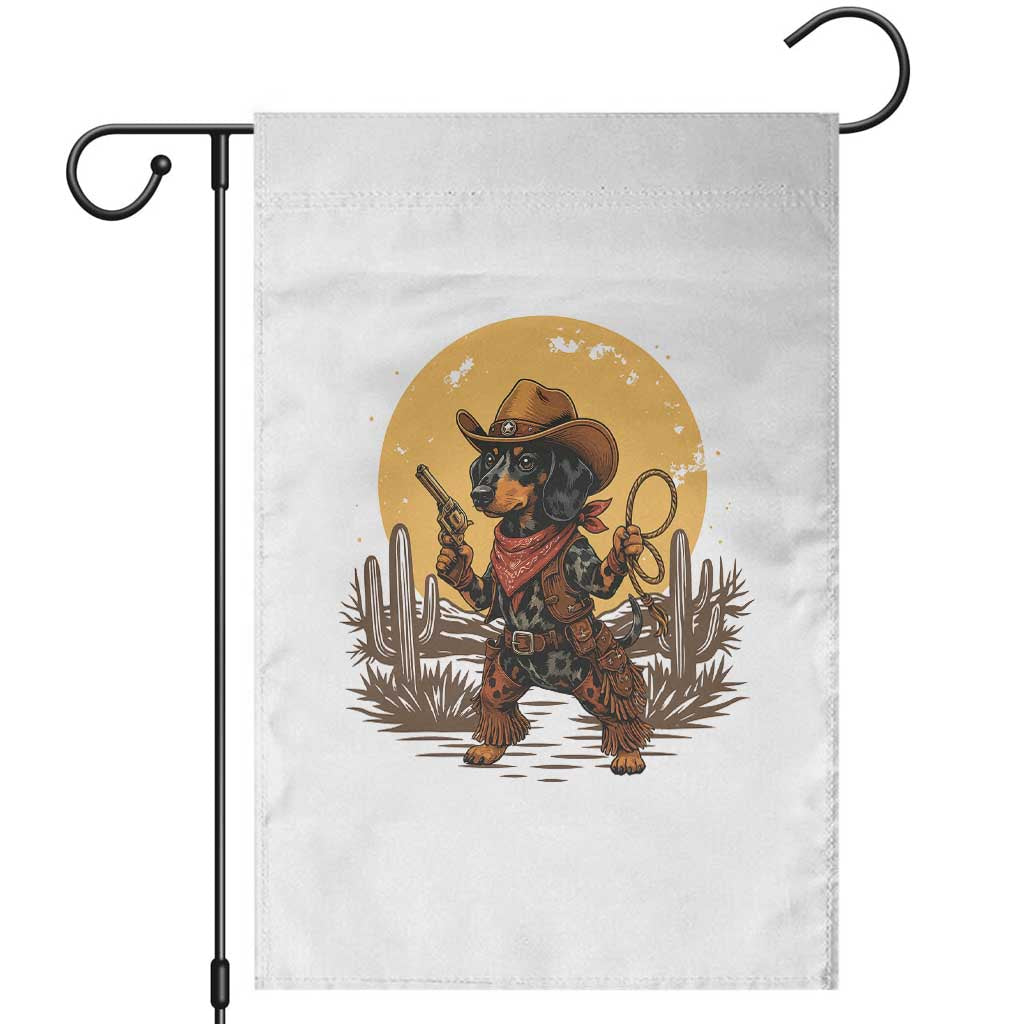 Funny Dachshund Cowboy Garden Flag Western Wiener Dog - Wonder Print Shop