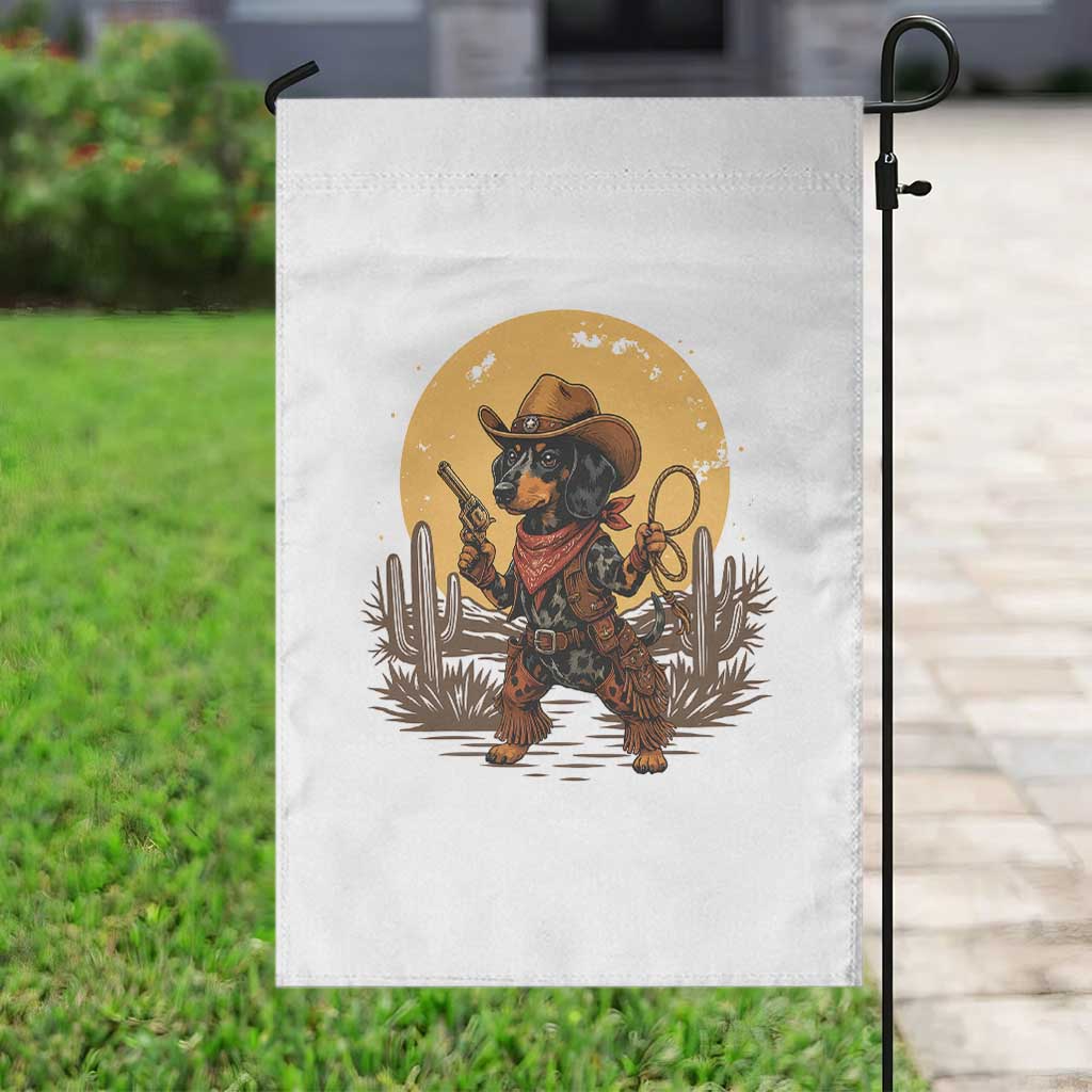 Funny Dachshund Cowboy Garden Flag Western Wiener Dog - Wonder Print Shop
