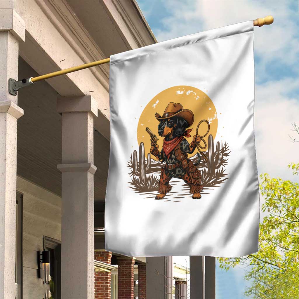 Funny Dachshund Cowboy Garden Flag Western Wiener Dog - Wonder Print Shop