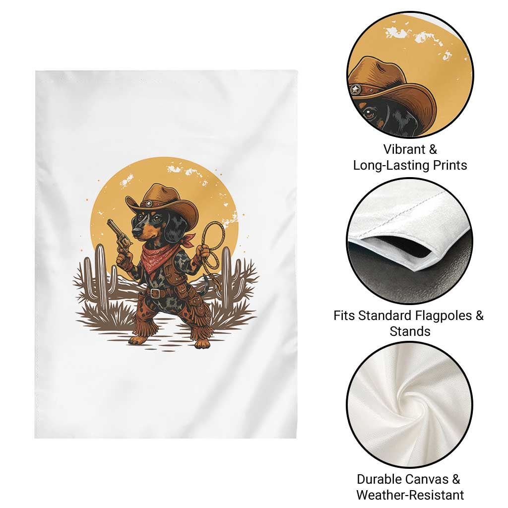 Funny Dachshund Cowboy Garden Flag Western Wiener Dog - Wonder Print Shop