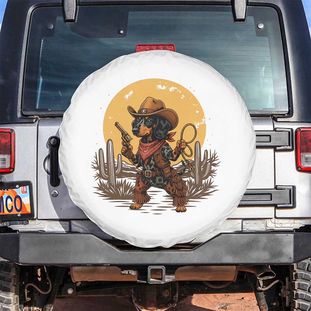 Funny Dachshund Cowboy Spare Tire Cover Western Wiener Dog - Wonder Print Shop