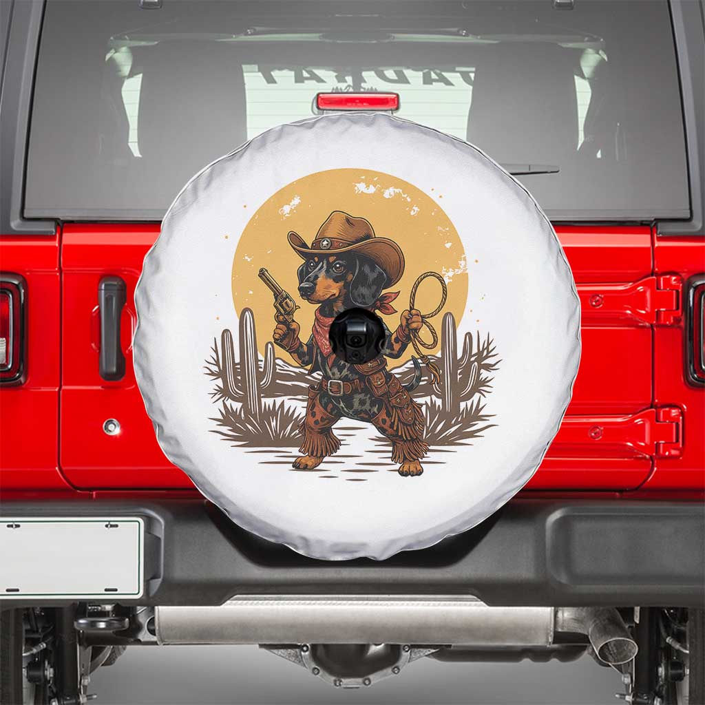 Funny Dachshund Cowboy Spare Tire Cover Western Wiener Dog - Wonder Print Shop