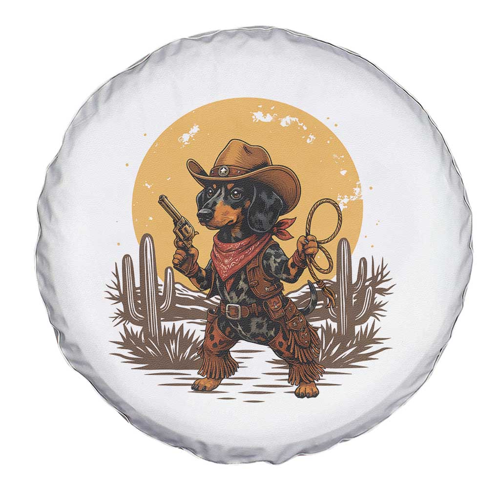 Funny Dachshund Cowboy Spare Tire Cover Western Wiener Dog - Wonder Print Shop