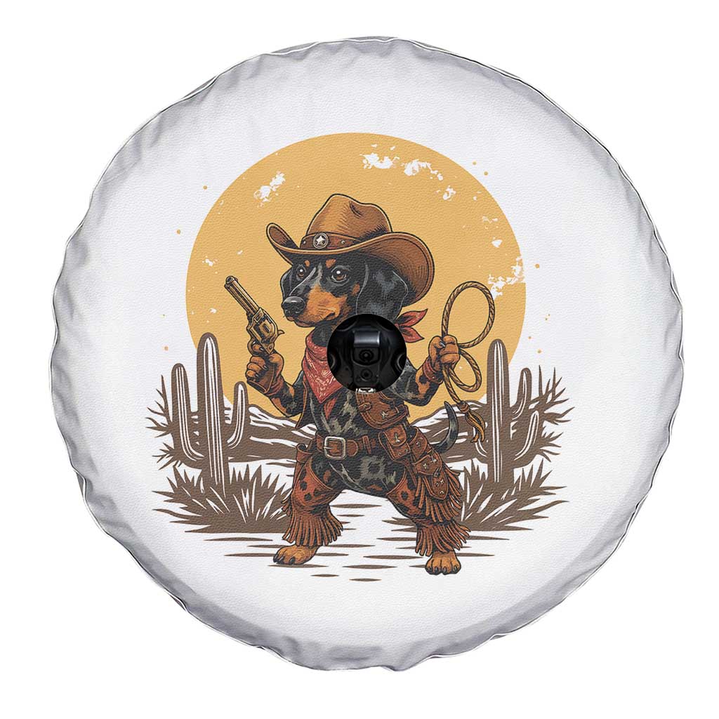 Funny Dachshund Cowboy Spare Tire Cover Western Wiener Dog - Wonder Print Shop