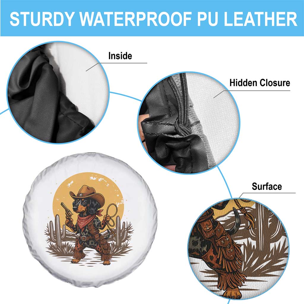 Funny Dachshund Cowboy Spare Tire Cover Western Wiener Dog - Wonder Print Shop