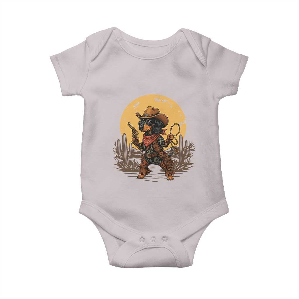 Funny Dachshund Cowboy Baby Onesie Western Wiener Dog - Wonder Print Shop
