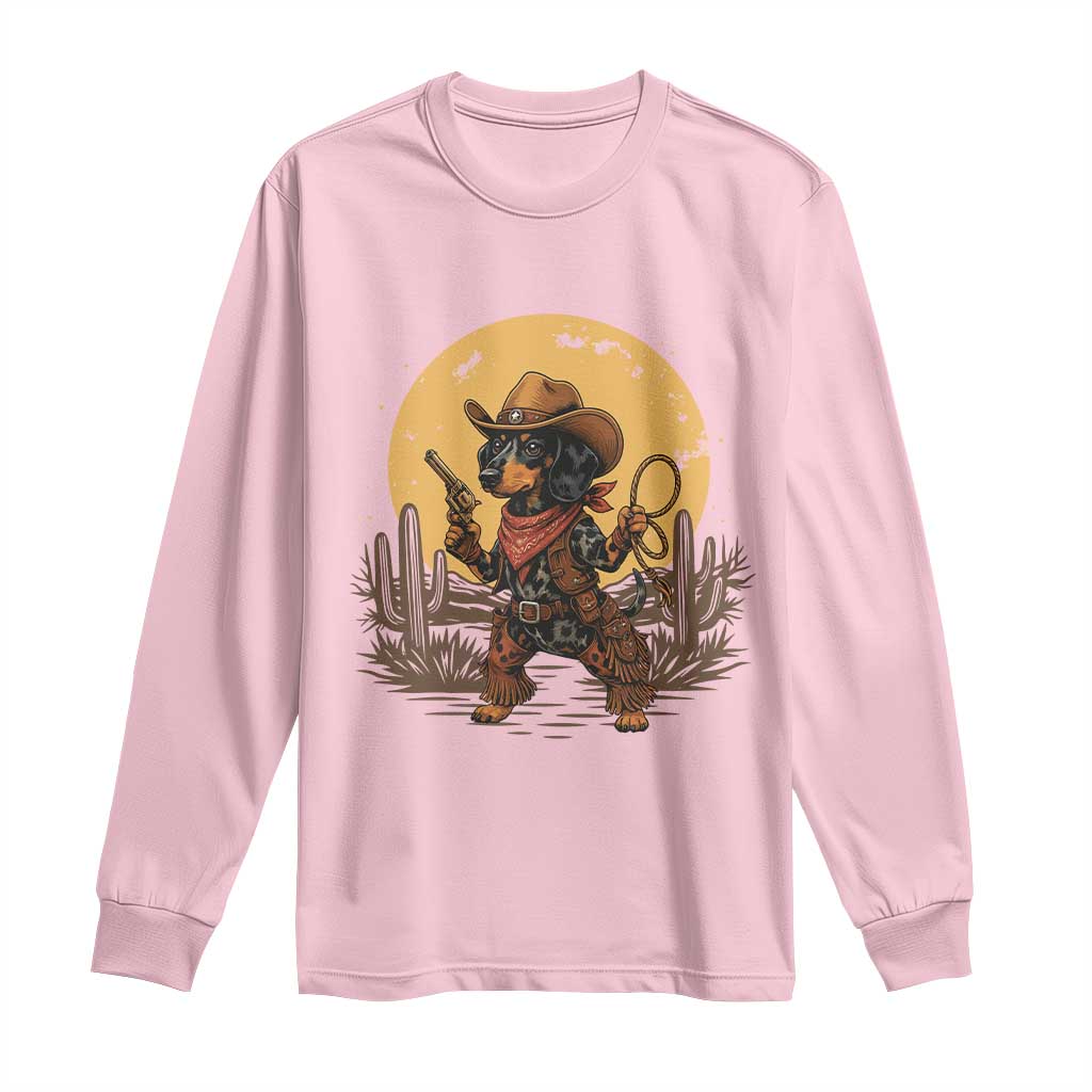 Funny Dachshund Cowboy Long Sleeve Shirt Western Wiener Dog - Wonder Print Shop