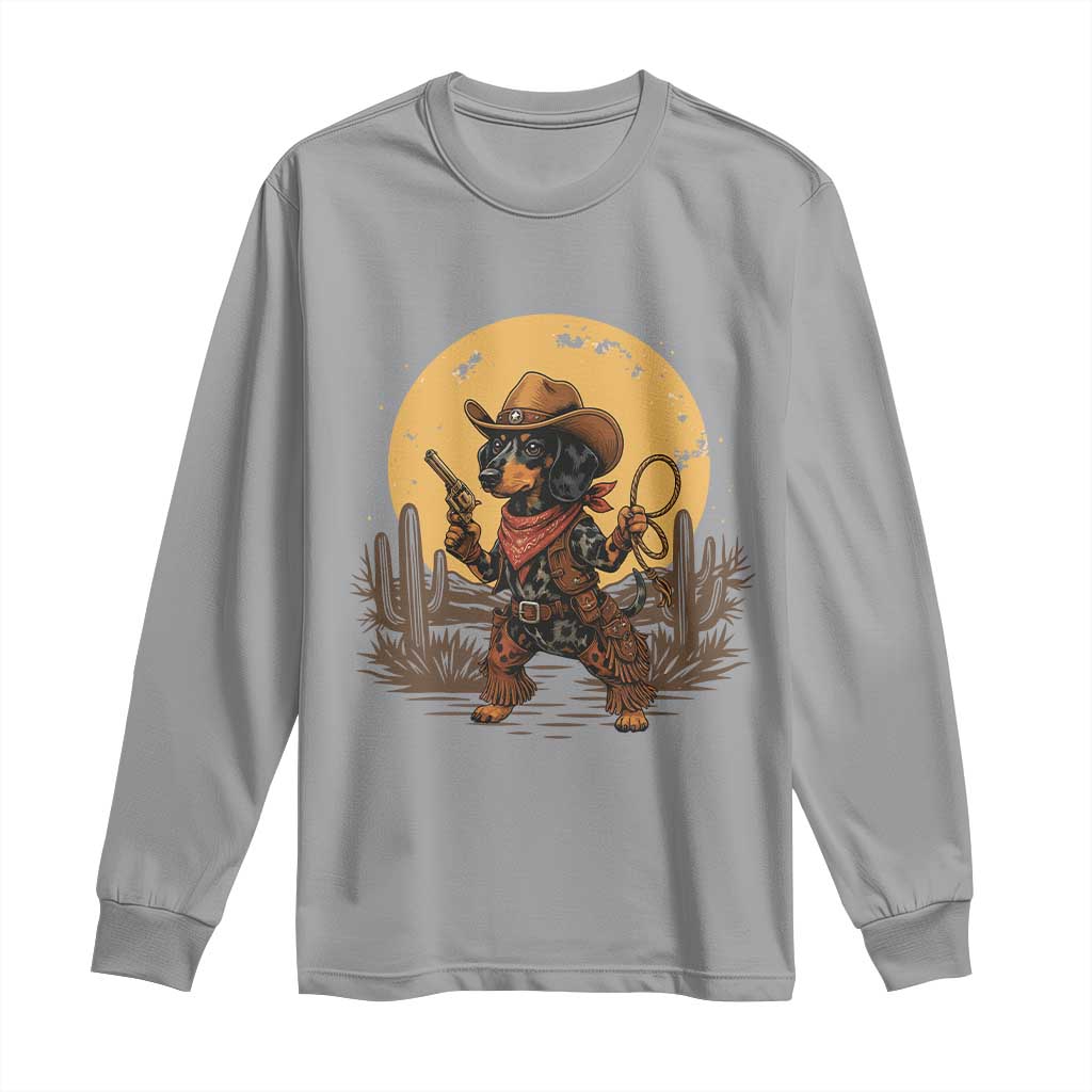 Funny Dachshund Cowboy Long Sleeve Shirt Western Wiener Dog - Wonder Print Shop